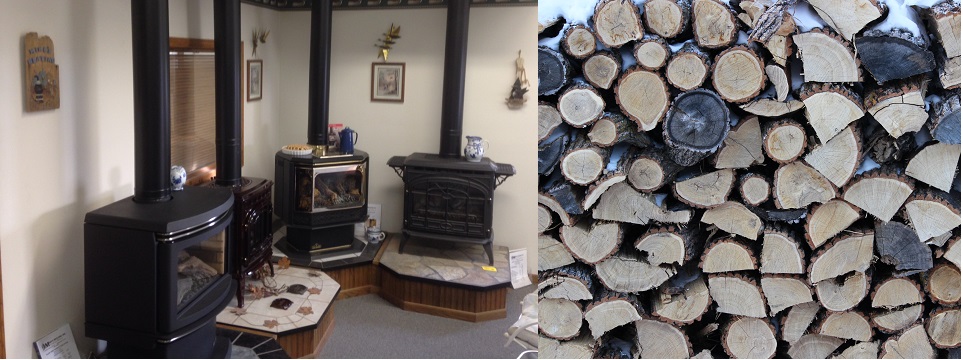 Showroom with wood stack